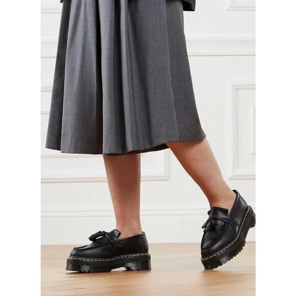 Dr. Martens Shoes - NWOT Dr Martens Adrian Quad Platform Tassel Loafers Black Smooth Leather